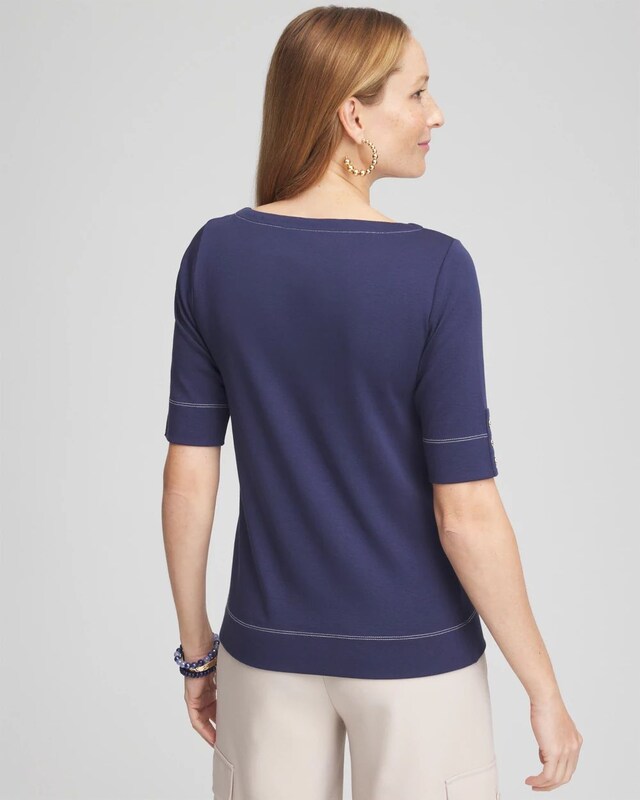 Pima Cotton Bateau-Neck Tee - image 3